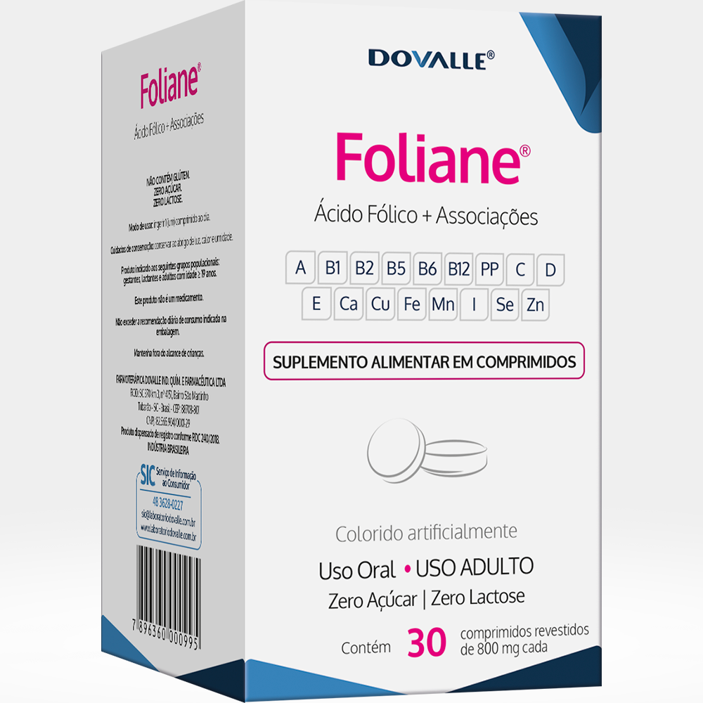 Foliane Foliane 800g - Com 30 Comprimidos Revestidos - Imagem 1
